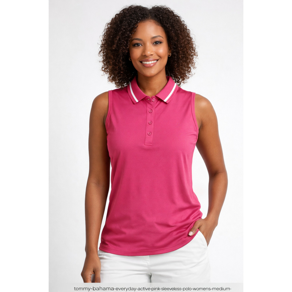 Tommy Bahama Everyday Active Pink Sleeveless Polo Golf Top Womens M NWT